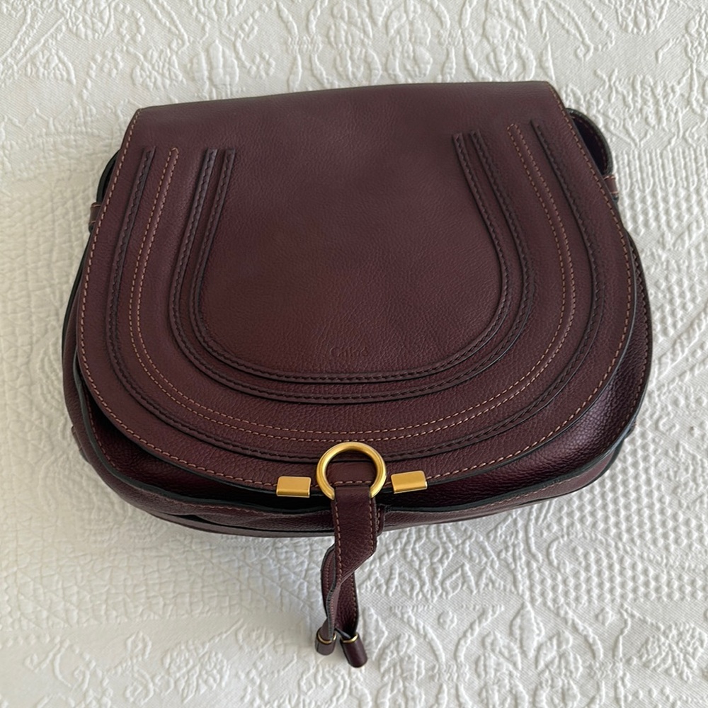 Chloe Marcie Saddle Bag - Burgundy